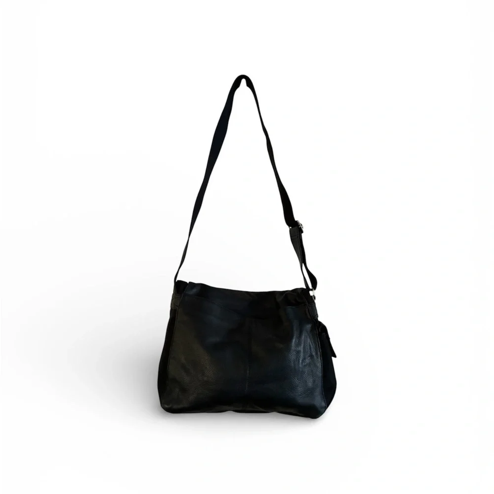 Fossil Black Leather Messenger Bag